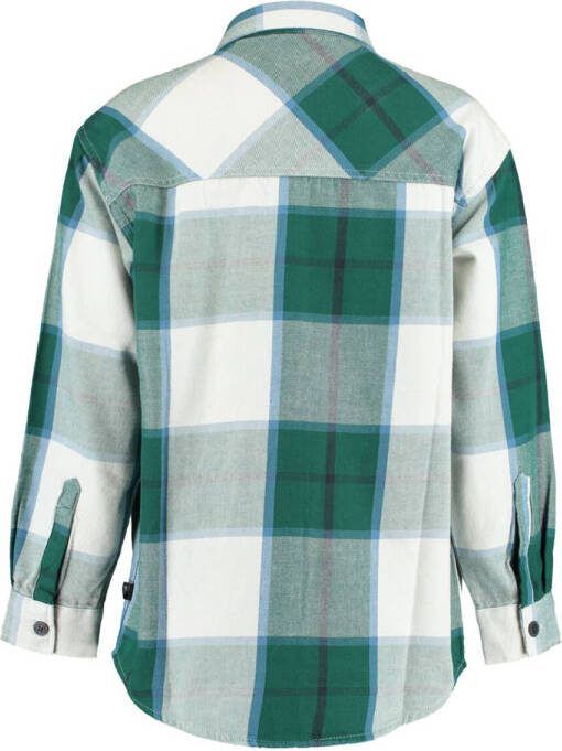 America Today Junior geruite blouse groen/wit