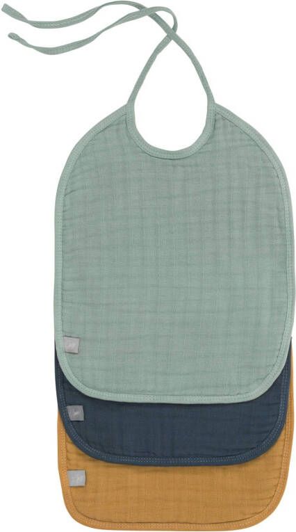 Lassig Slabbetjes 3 Stuks Muslin Green Navy Mustard