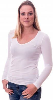 Claesens Women T Shirt V Neck l/s White(8011 )