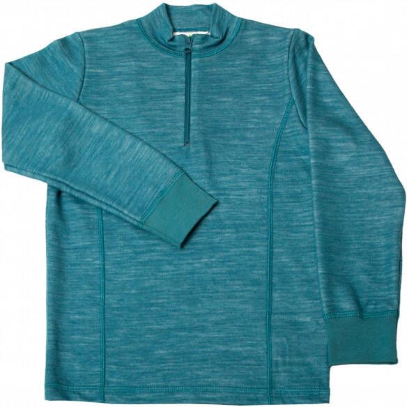Joha Kid's 4044 Blouse with Zipper Merinoshirt turkoois
