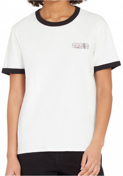 Volcom Women's Truly Ringer Tee T shirt, wit
