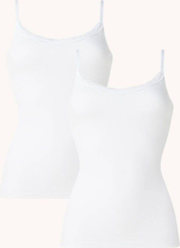 America Today Grace singlet van biologisch katoen met kant in 2 pack