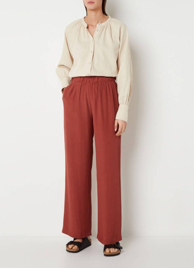 by-bar by bar Robyn high waist straight fit pantalon met plooidetail