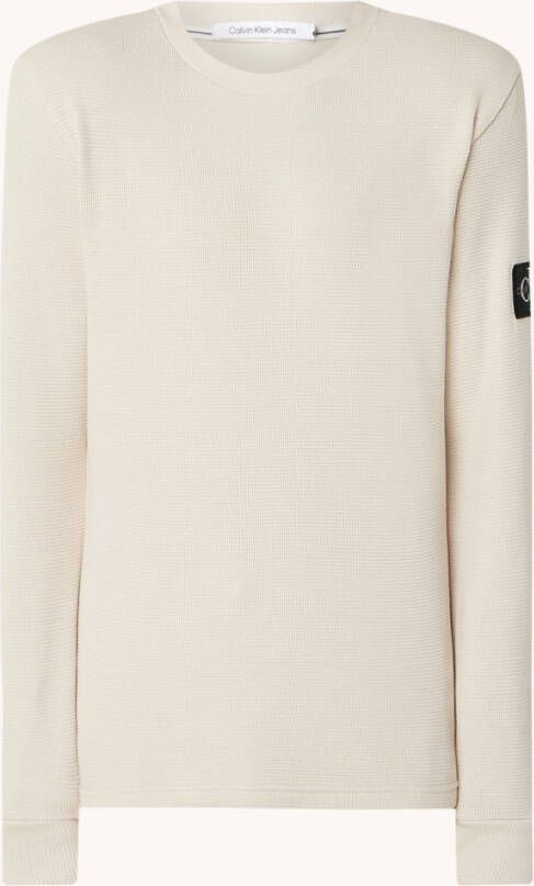 Calvin Klein Beige Sweater Monologo Badge Waffle Ls Tee