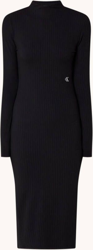 Calvin Klein Midi trui jurk met logoborduring en ribstructuur