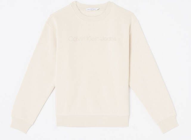 Calvin Klein Beige Trui Ck Embroidery Logo Sweatshirt