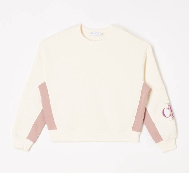 Calvin Klein Gebroken Wit Trui Colour Block Monogram Sweatshirt