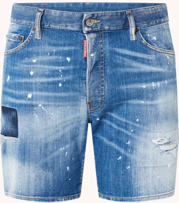 Dsquared2 Marine straight fit korte broek van denim met destroyed afwerking