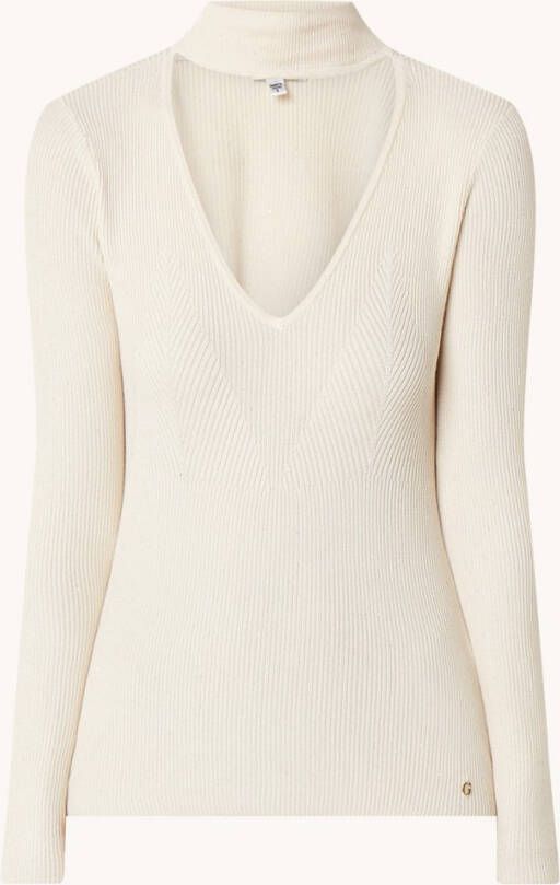 Guess Lea ribgebreide top met micro pailletten
