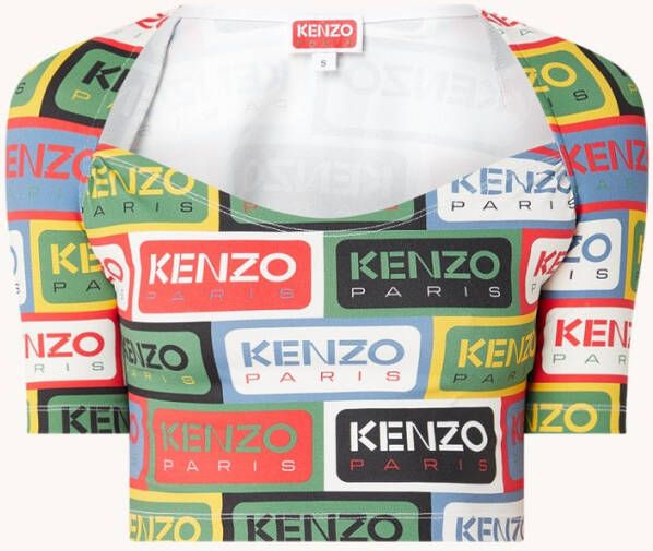 Kenzo crop top with multicolor print , Groen, Dames