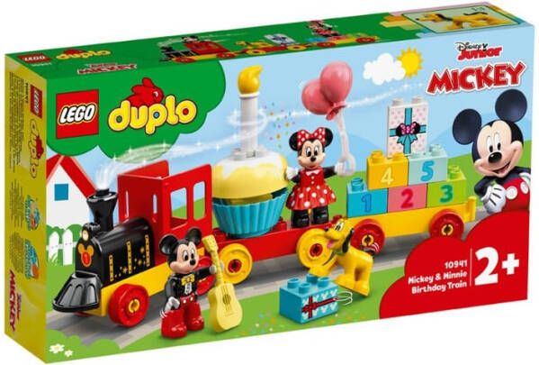 Lego 10941 DUPLO Disney Mickey & Minnie Verjaardagstrein Peuterspeelgoed met Taart en Ballonnen, Cadeau, Kinderen van 2+ Jaar