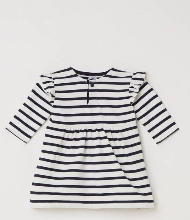 Petit Bateau Fanka fijngebreide jurk met streepprint en ruches