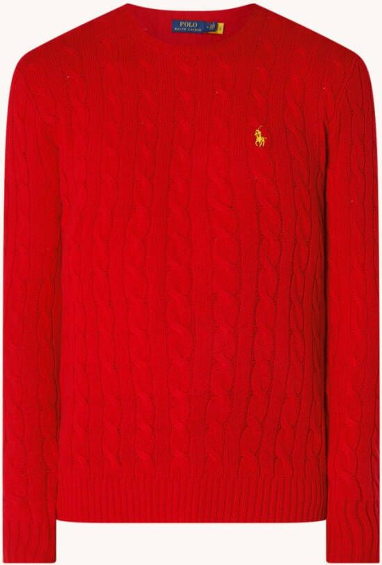 Ralph Lauren Kabelgebreide trui in kasjmierblend met logo