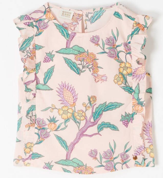 Scotch & Soda Multi Blouse All Over Printed Sleeveless Ruffle Detail Top