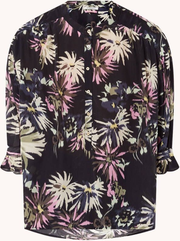 Scotch & Soda Zwarte Blouse Elbow Sleeve Easy Popover