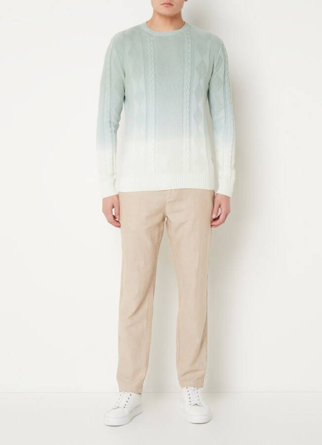 Scotch & Soda Kabelgebreide trui met ronde hals en tie dye dessin
