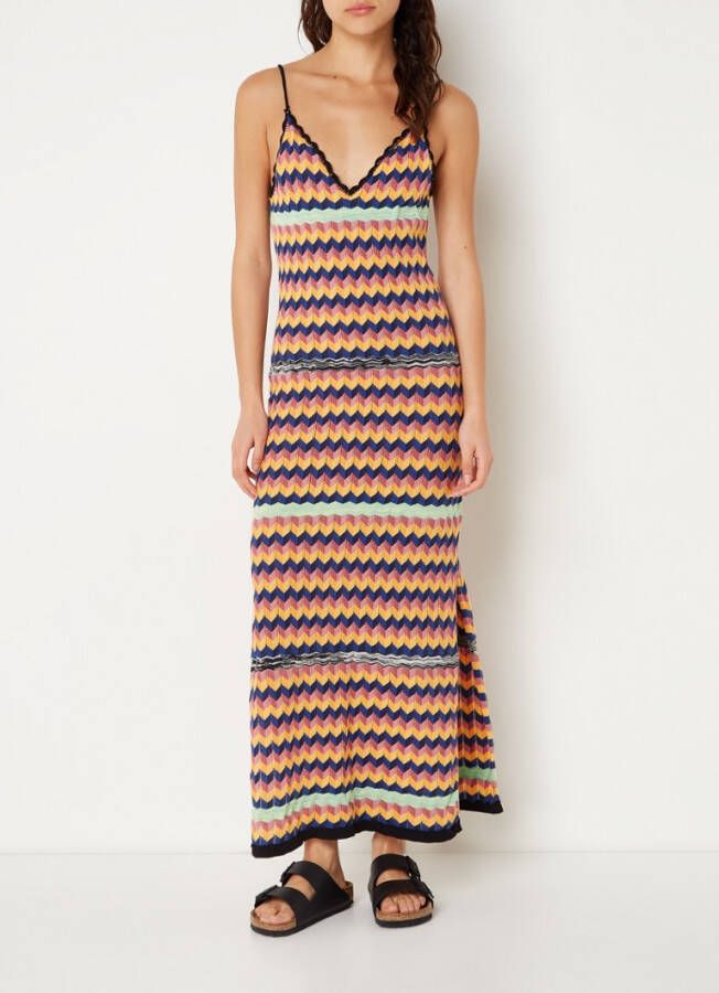 Scotch & Soda Mouwloze maxi jurk van biologisch katoen met ingebreid patroon