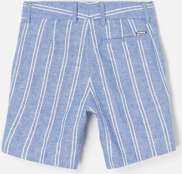 Scotch & Soda Slim fit korte broek van linnenblend met streepprint