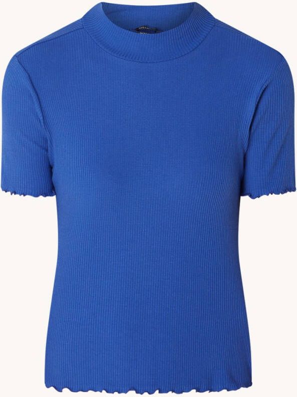Scotch & Soda T shirt met ribstructuur en opstaande kraag