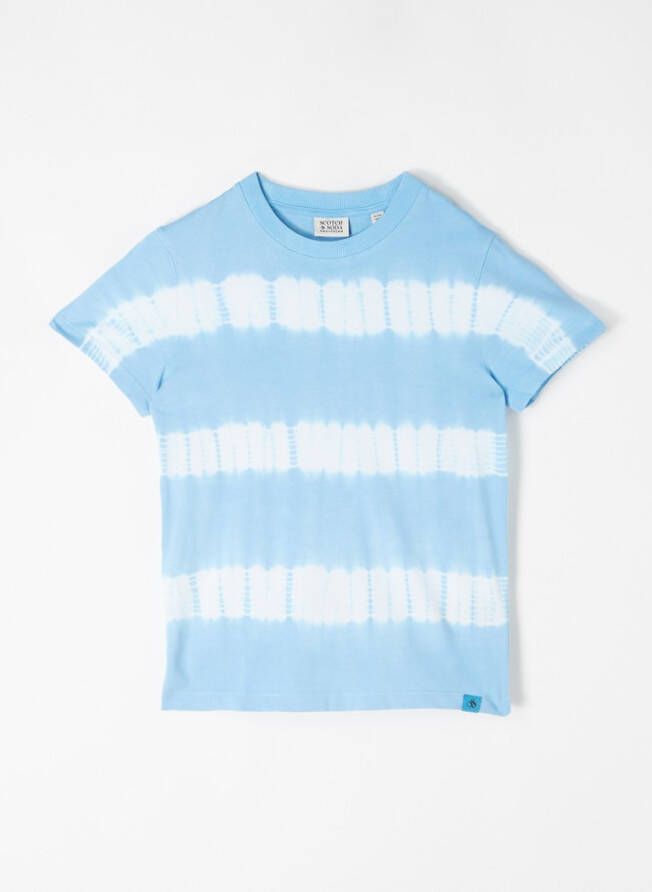 Scotch & Soda Blauwe T shirt Relaxed Fit Short Sleeved Tie dye