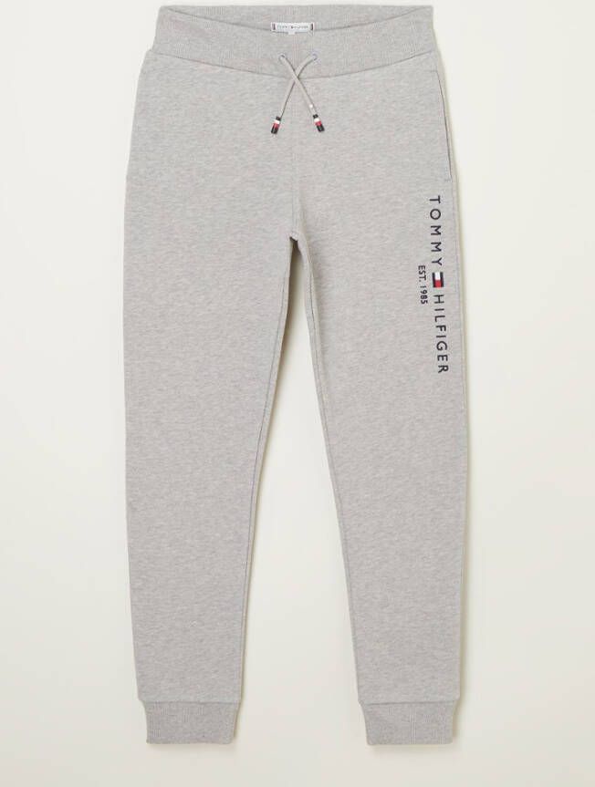 Tommy Hilfiger unisex joggingbroek van biologisch katoen lichtgrijs melange/rood/donkerblauw