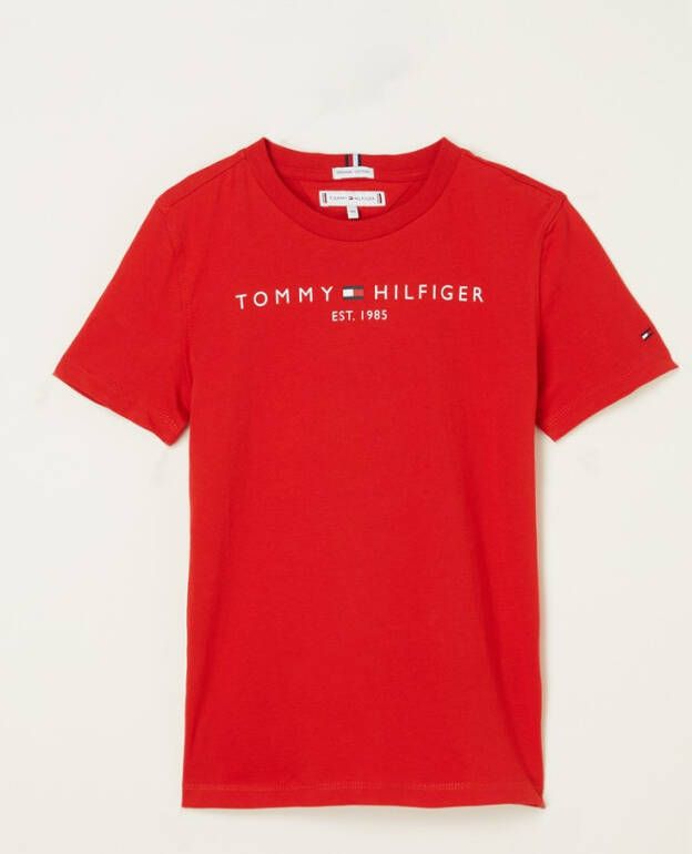 Tommy Hilfiger unisex T shirt van biologisch katoen rood