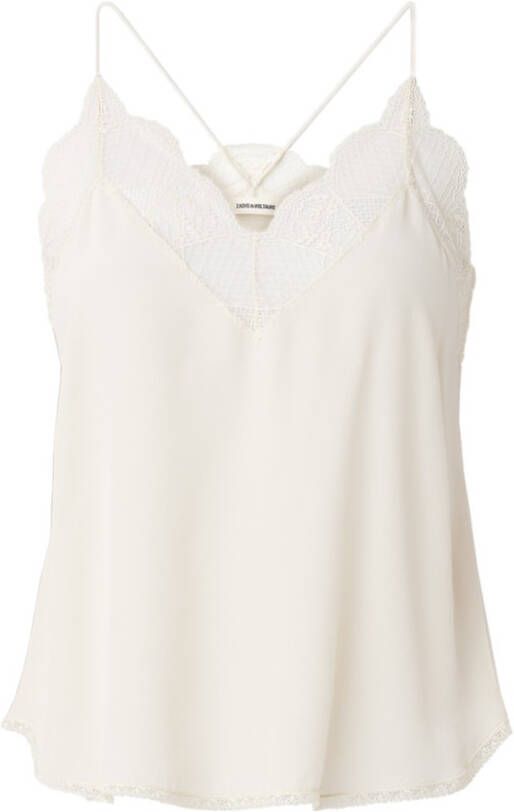 Zadig&Voltaire Christy spaghetti top van zijde met bies van kant