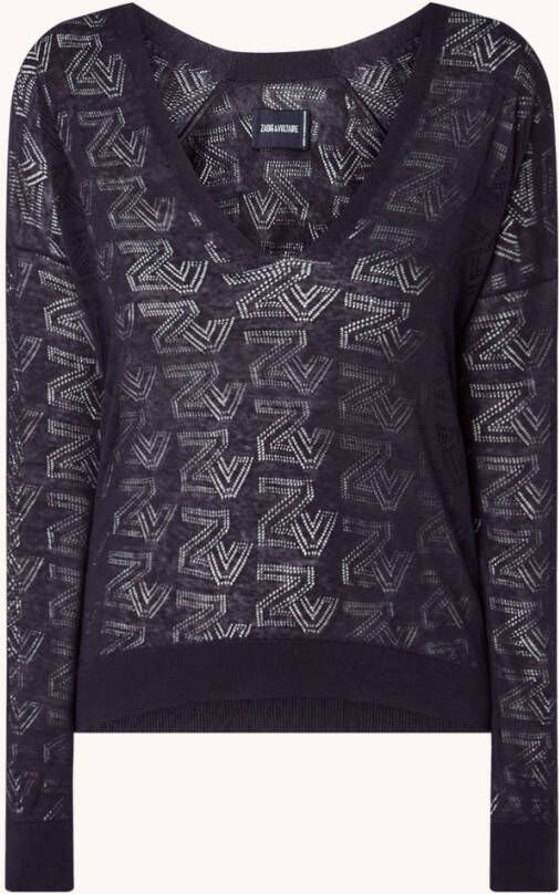Zadig&Voltaire Danna Zv Mono top in linnenblend met opengewerkt dessin