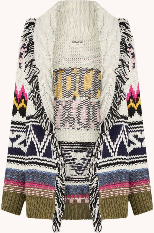 Zadig&Voltaire Ella grofgebreide vest in wolblend met grafisch dessin