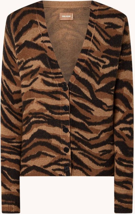 Zadig&Voltaire Mirka fijngebreid vest van kasjmier met tijgerprint