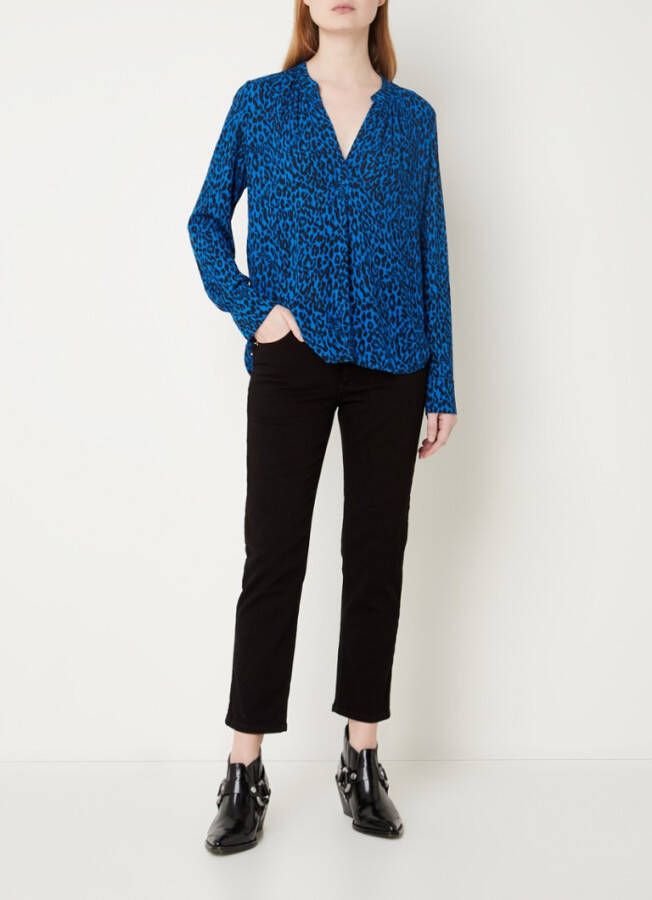 Zadig&Voltaire Tink crincle blouse met luipaard print