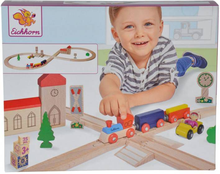 eichhorn 35 delige Speelgoedtreinset 290 cm hout
