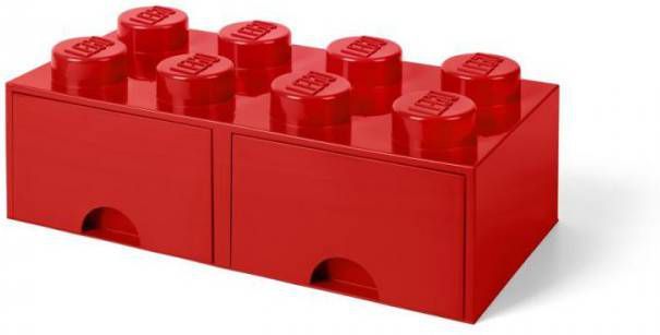 Room Copenhagen LEGO Storage 8 Knob Brick 2 Drawers(Bright Red )