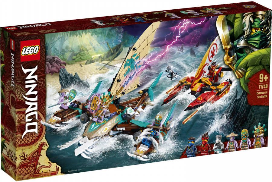 Lego 71748 NINJAGO Catamaran Zeeslag Bouwset met 4 Boten, Kai, Jay en Zane Poppetjes voor Kinderen van 9 Jaar en Ouder