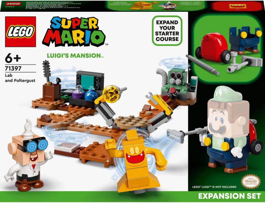 Lego 71397 Super Mario Uitbreidingsset Luigi's Mansion lab en Spookzuiger met Gouden Spookfiguur, Creatief Speelgoed vanaf 6+