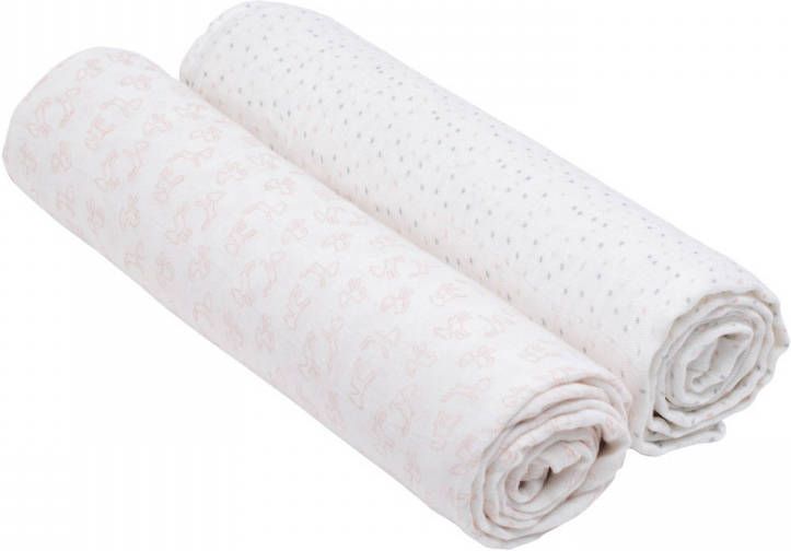 Lässig  Bamboo Mousseline Swaddle & Burp 2-pack 2-pack gaasdoekjes XL pink Roze/lichtroze