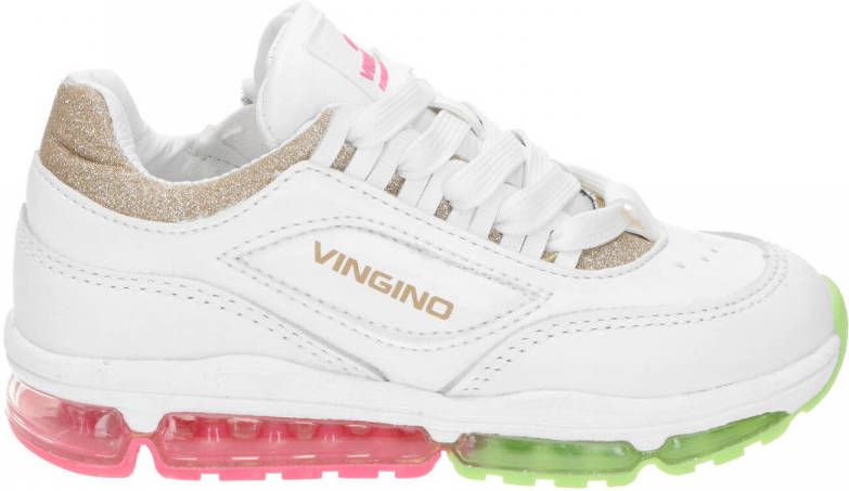 Vingino Fenna II leren sneakers met glitters wit/goud