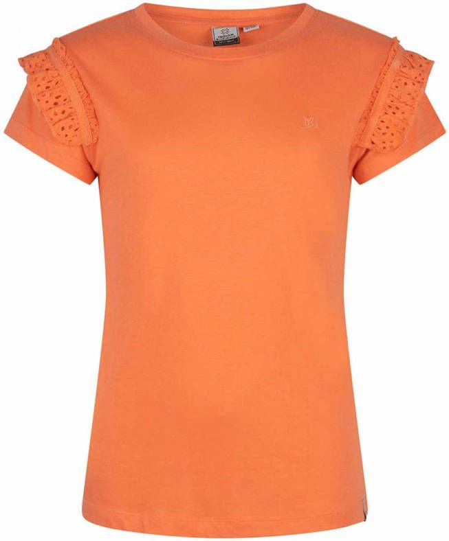 Indian Blue Jeans ! Meisjes Shirt Korte Mouw -- Zalm Katoen/viscose