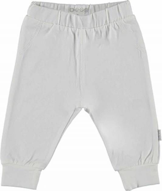 Bess ! Unisex Lange Broek -- Wit Katoen/elasthan