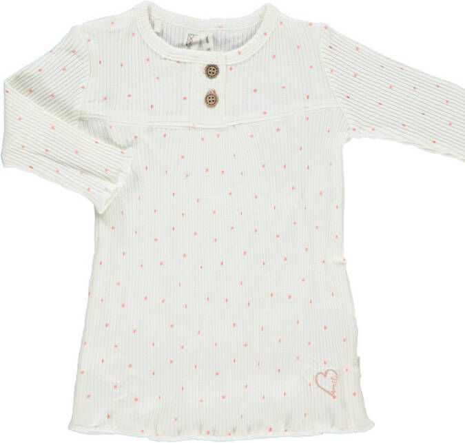 B*E*S*S B.E.S.S baby jurk met stippen ecru/lichtroze