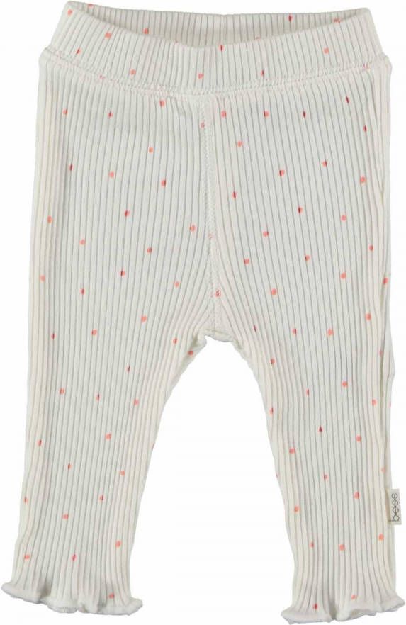 B*E*S*S B.E.S.S baby regular fit broek met stippen ecru/lichtroze