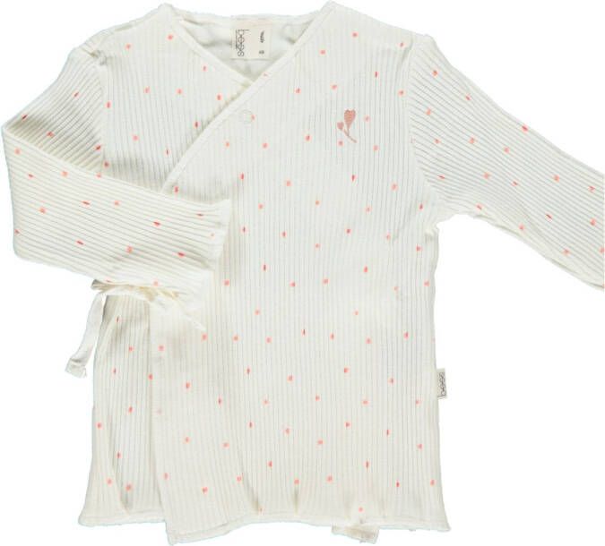 B*E*S*S B.E.S.S baby longsleeve met stippen en overslag detail ecru/lichtroze
