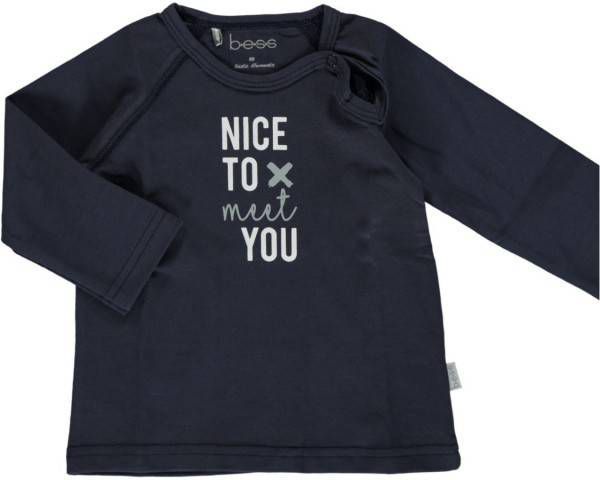 Bess ! Jongens Shirt Lange Mouw -- Donkerblauw Katoen/elasthan