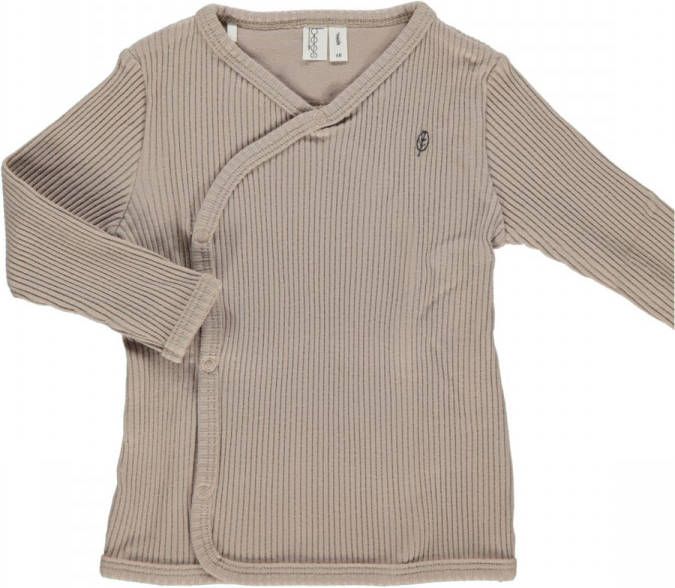 Bess ! Unisex Shirt Lange Mouw -- Zand Katoen/elasthan