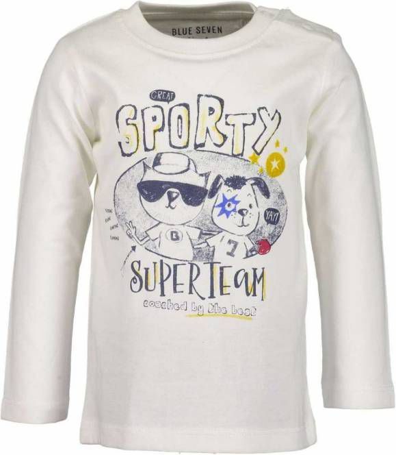 BLUE SEVEN ! Jongens Shirt Lange Mouw Maat 62 Off White Katoen