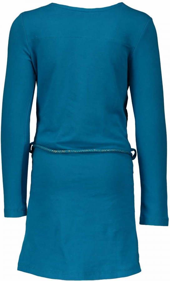 Kidz-art ! Meisjes Jurk Maat 92 Blauw Katoen/polyester/elasthan