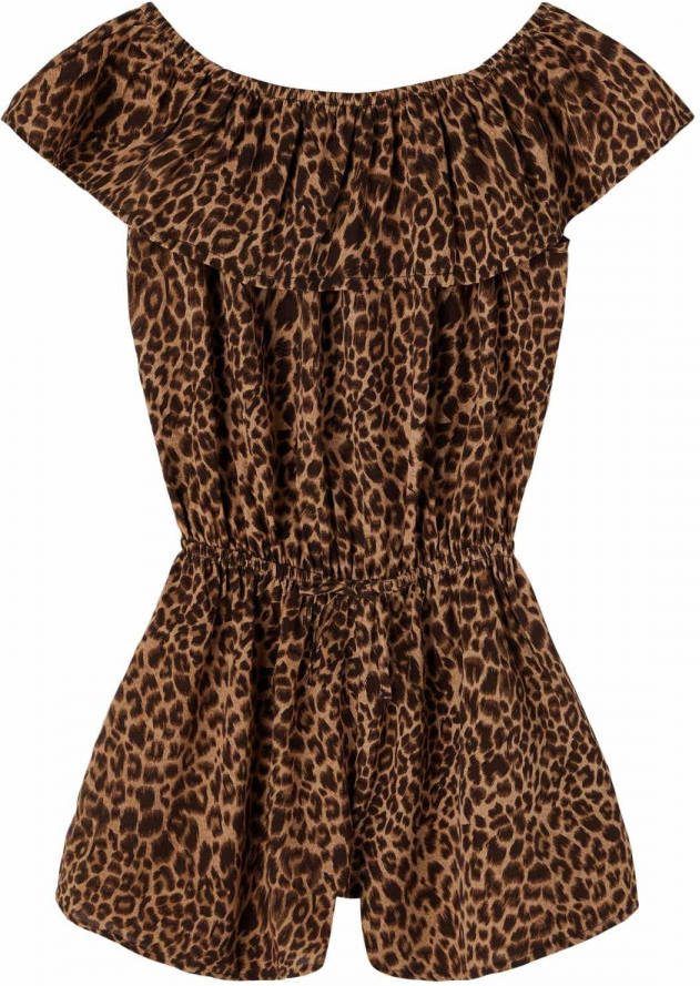 NAME IT KIDS off shoulder jumpsuit NKFVINAYA van gerecycled polyester bruin