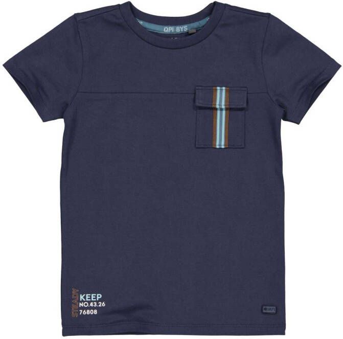 Quapi ! Jongens Shirt Korte Mouw -- Donkerblauw Katoen/elasthan