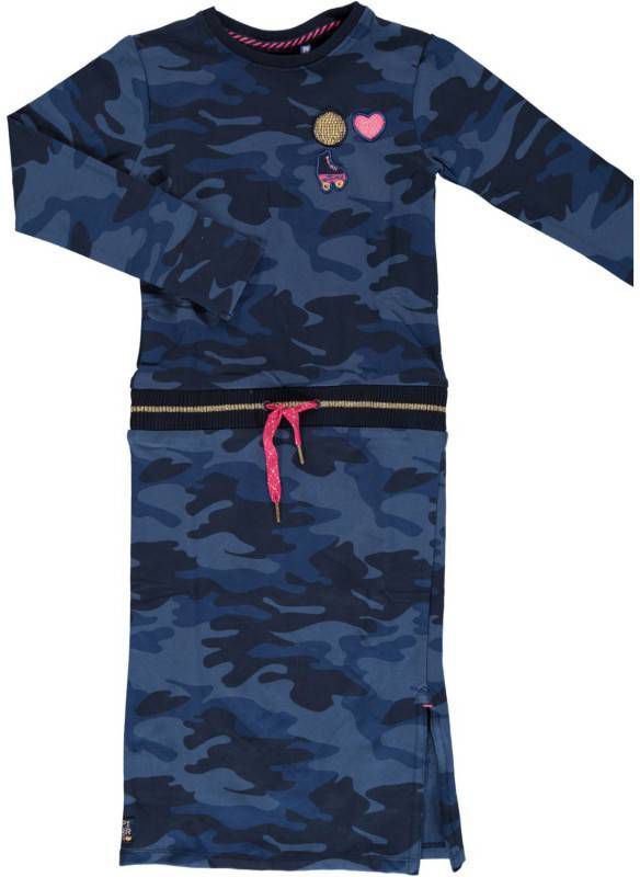 Quapi ! Meisjes Jurk Maat 92 Blauw Katoen/elasthan