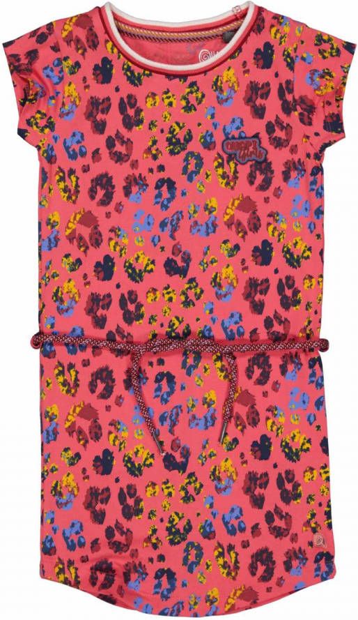 Quapi Girls T shirtjurk Maaike met panterprint felroze/multicolor